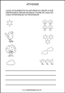 Projeto meio ambiente Educação infantil - Ligue os elementos