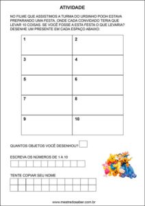 Atividades contando com o ursinho pooh - desenhe