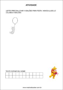 Atividades contando com o ursinho pooh - Desenhe termo a termo